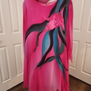 Elegant Pink Floral Midi Dress